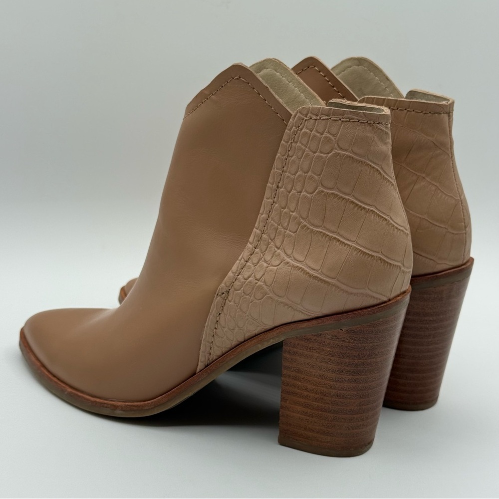 DOLCE VITA Rozane Snakeskin-Embossed Leather Pointy Toes Slip On Booties SZ 6.5 - Picture 8 of 16